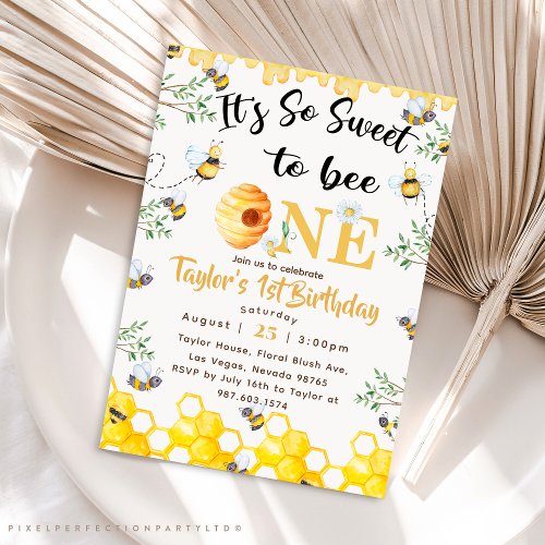 So Sweet To Bee One Birthday invitation