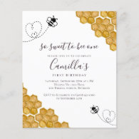 So Sweet to Bee One Budget Birthday Party Invite
