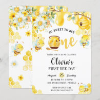 So Sweet To Bee ONE Cute Bumblebee 1st Birthday    Invitation