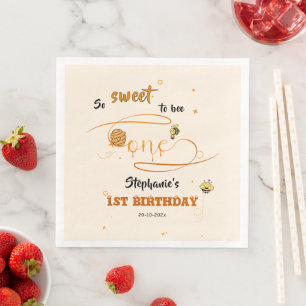 So Sweet To Bee One Cute Honey Bee 1st Birthday Paper Dinner Napkins