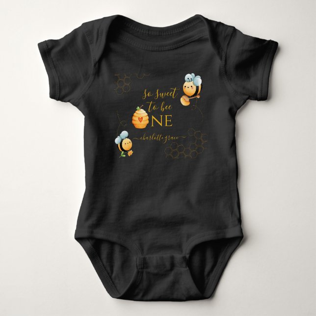 So Sweet To Bee One First Bee Birthday Baby Bodysuit (Front)