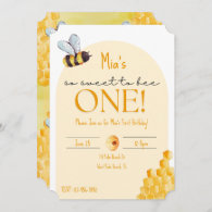 So Sweet To Bee One | First Bee-day Gender Neutral Invitation