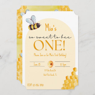 So Sweet To Bee One First Bee-day Gender Neutral Invitation
