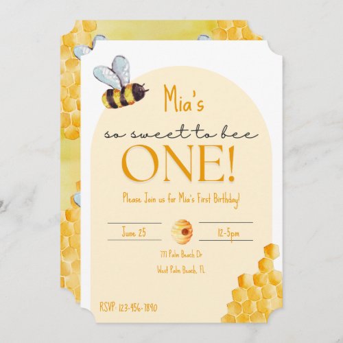 So Sweet To Bee One  First Bee_day Gender Neutral Invitation