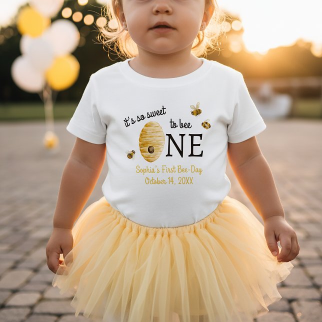 So Sweet To Bee One First Birthday Honeycomb Baby T-Shirt (Creator Uploaded)