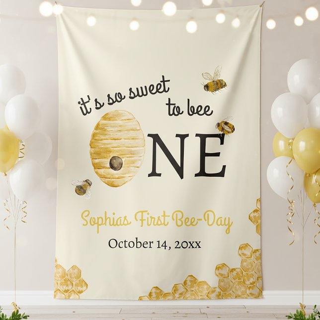 So Sweet To Bee One First Birthday Honeycomb Tapestry (Creator Uploaded)