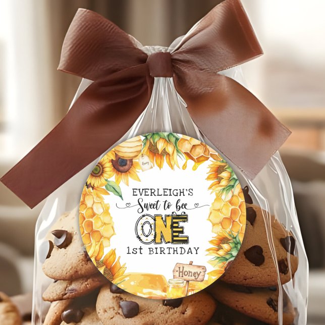 So sweet to bee one floral 1st birthday  classic round sticker (Creator Uploaded)