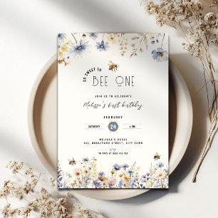 So Sweet To Bee One - Floral 1st Birthday Invitation