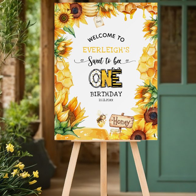 So sweet to bee one floral 1st birthday Welcome Foam Board (Creator Uploaded)