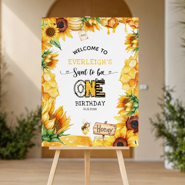 So sweet to bee one floral 1st birthday Welcome Foam Board (Creator Uploaded)