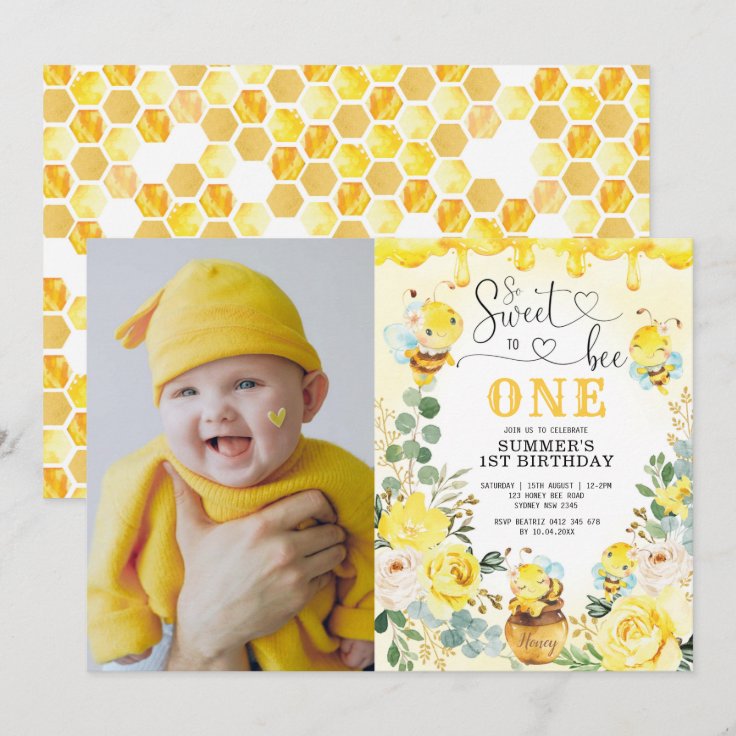 So Sweet To Bee One Honeycomb Round Birthday Backdrop