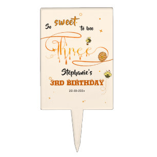 So Sweet To Bee Three Cute Honey Bee 3rd Birthday Cake Topper