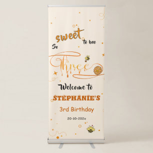 So Sweet To Bee Three Cute Honey Bee 3rd Birthday Retractable Banner