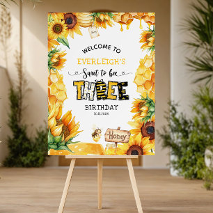 So sweet to bee three floral 3rd birthday Welcome Foam Board
