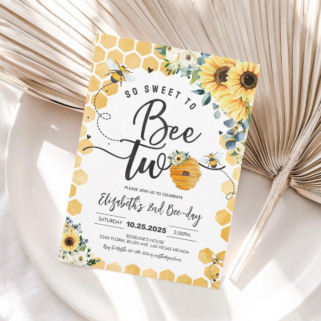So Sweet To Bee Two 2nd Birthday Invitation (Creator Uploaded)