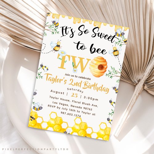 So Sweet To Bee Two Birthday invitation