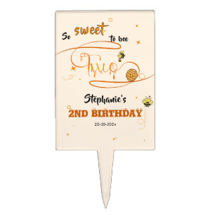 So Sweet To Bee Two Cute Honey Bee 2nd Birthday Cake Topper