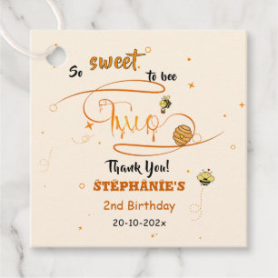 So Sweet To Bee Two Cute Honey Bee 2nd Birthday Favor Tags