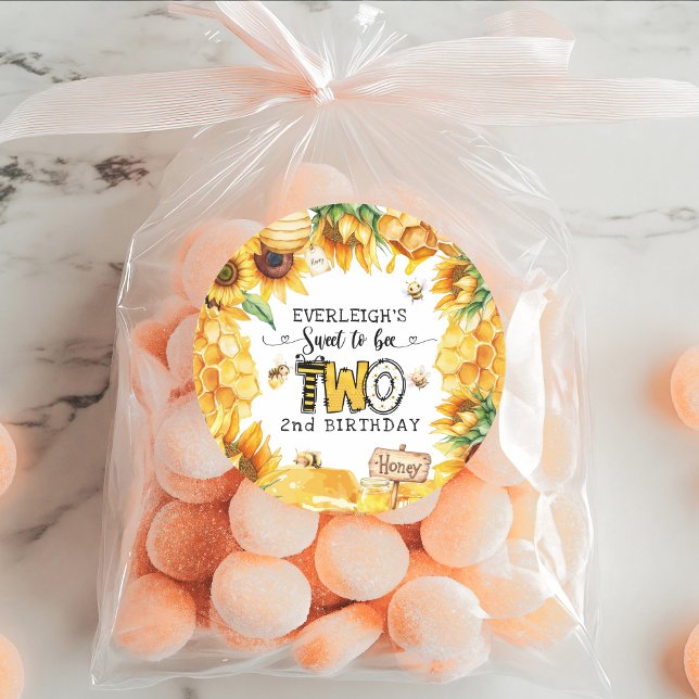 So sweet to bee two floral 2nd birthday  classic round sticker (Creator Uploaded)