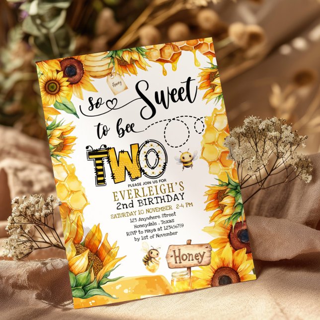 So sweet to bee two floral 2nd birthday Invitation (Creator Uploaded)