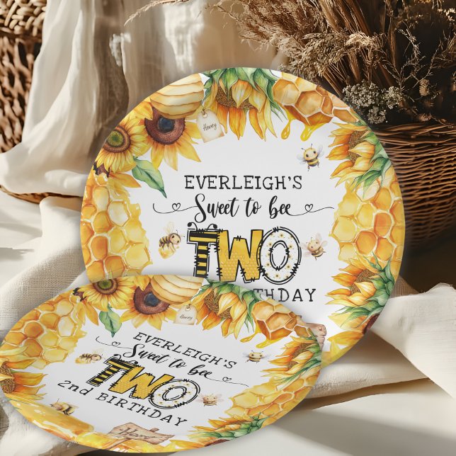 So sweet to bee two floral 2nd birthday  paper plates (Creator Uploaded)