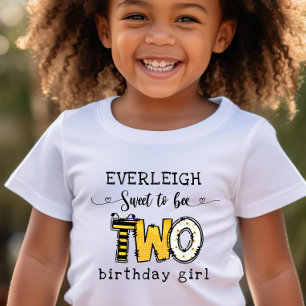 So sweet to bee two floral 2nd birthday  toddler t-shirt