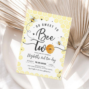 So Sweet To Bee Two Party Bee-Day 2nd Birthday Invitation