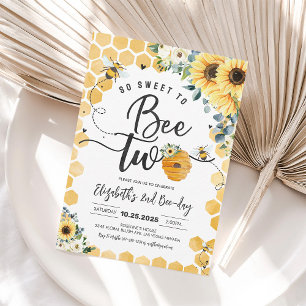So Sweet To Bee Two Party Bee-Day 2nd Birthday Invitation