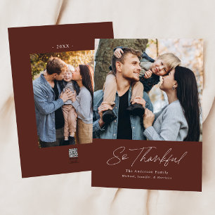 So Thankful Brown 2 Photo Thanksgiving Holiday Card