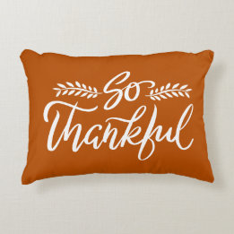 So Thankful Brush Calligraphy Accent Pillow