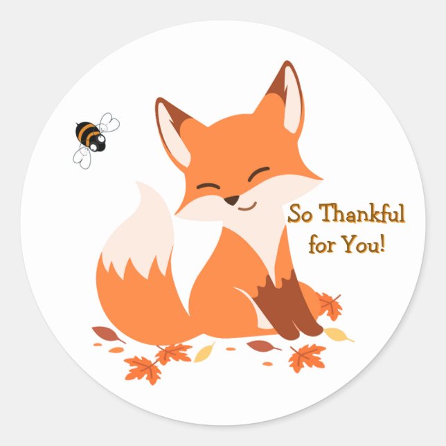 So Thankful for You Fox Sticker (Front)