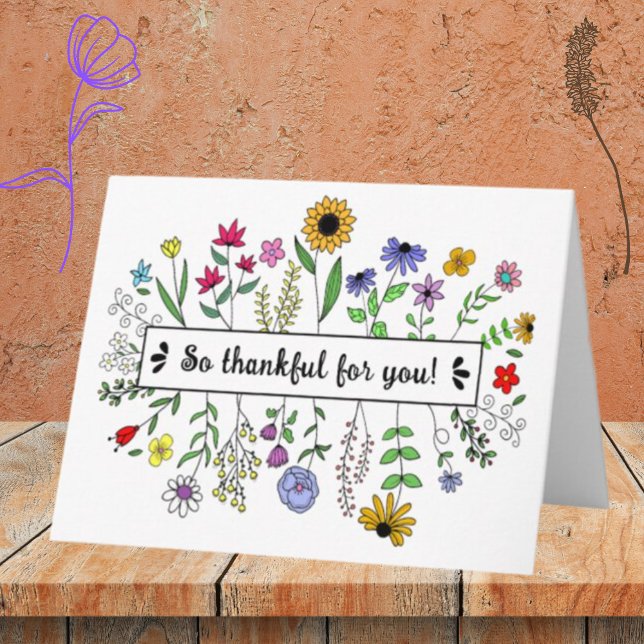 So Thankful For You Wildflower Folded Greeting Card (Creator Uploaded)