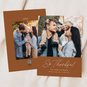 So Thankful Pecan 2 Photo Thanksgiving Holiday Card