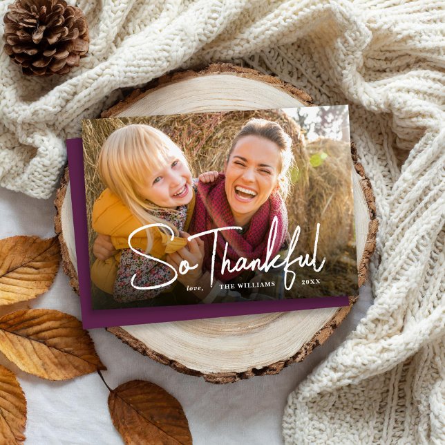 So Thankful Photo Overlay Thanksgiving Holiday Card (Creator Uploaded)