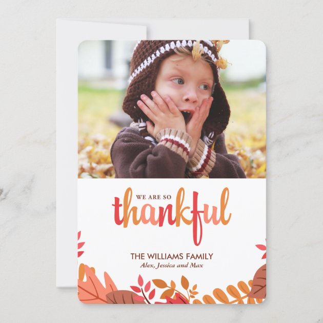 "So Thankful" Thanksgiving Photo Holiday Card