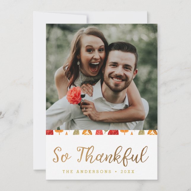 So Thankful Thanksgiving Typography Holiday Card (Front)