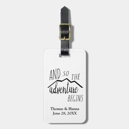 So The Adventure Begins Rustic Mountain Wedding Luggage Tag