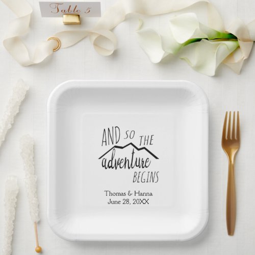 So The Adventure Begins Rustic Mountain Wedding Pa Paper Plates