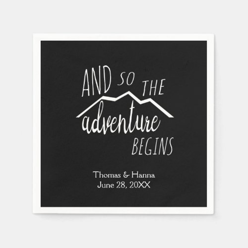 So The Adventure Begins Rustic Mountain Wedding Paper Napkins