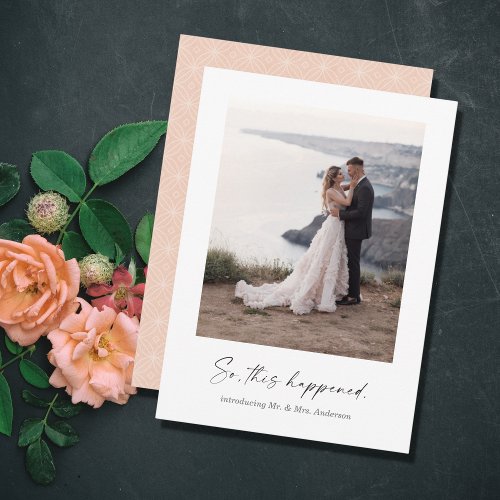 So This Happened Elopement Photo Announcement