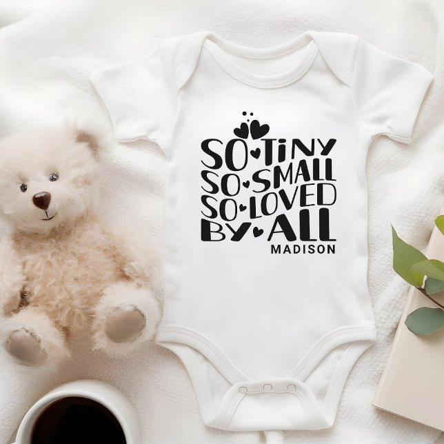 So Tiny Small Loved By All Baby Newborn Name Baby  Bodysuit (Creator Uploaded)