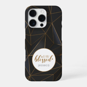 So Very Blessed Black Gold Personalized iPhone 16 Pro Case