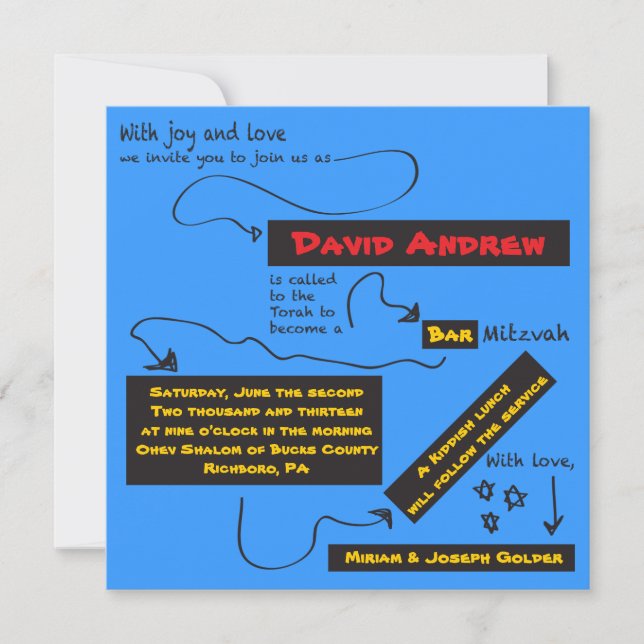 SO VERY CASUAL Bar Bat Mitzvah Invitation (Front)