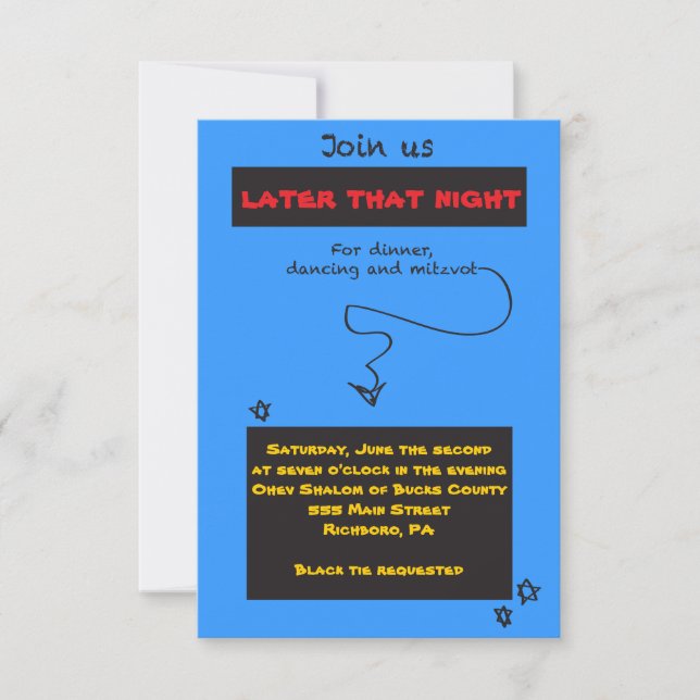 SO VERY CASUAL Bar Bat Mitzvah Party Card (Front)