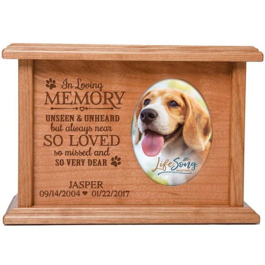 So Very Dear Beloved Pet Cherry Wood Urn (Front)