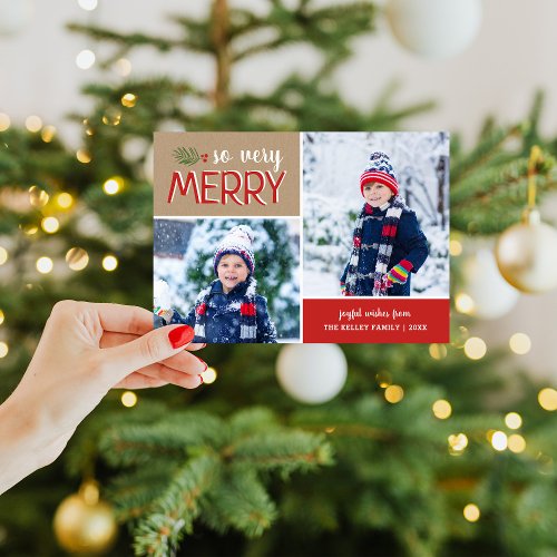 So Very Merry 2 Photo Magnetic Holiday Card