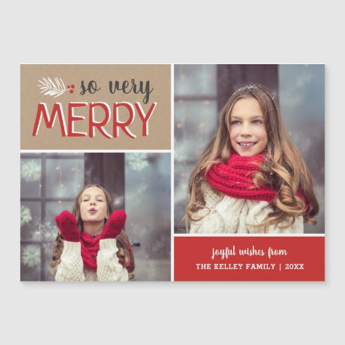 So Very Merry 2 Photo Magnetic Holiday Card