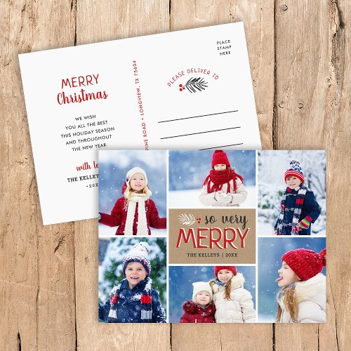 So Very Merry 6 Photo Collage Holiday Postcard