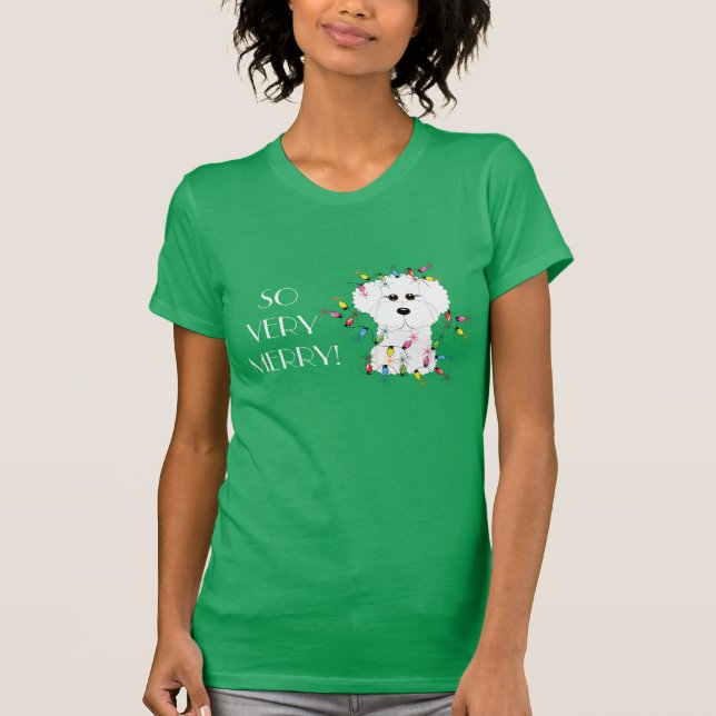 SO VERY MERRY! Bichon Frise Christmas Lights T-Shirt (Front)