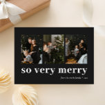 So Very Merry Black Modern 3 Photo Collage Holiday Card<br><div class="desc">So Very Merry Black Modern 3 Photo Collage Holiday Card. Send customizable and personalized holiday greetings to friends,  colleagues and family in simple,  chic,  elegant and modern photo design festive,  natural minimalist style cards! Below the calligraphy features your custom greeting message in modern typography.</div>